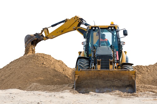 Operator Using Backhoe to Move Dirt On Site - Backhoe Training Course